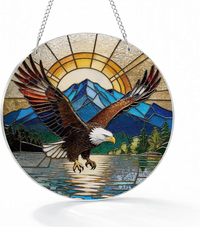 Bald Eagle Acrylic Suncatcher, Animal Hanging Suncatcher, Indoor Window Wall Art, Nature Acrylic Window Hanging, Christmas Decor, Housewarming Gift, Eagle Lover Gift for Women Men