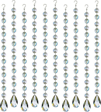 1ft 10pcs Teardrop Crystals Garland, Hanging Chandelier Crystals Prism Beads Chain for Wedding Home Decoration Clear GOLDENHAITAI