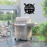 MeMate Bar & Grill Signs,Large Metal Sign Outdoor,BBQ Zone Sign,Grill to Personalize,Personalized Barbecue Signs Kitchen Decor,Custom Name Outdoor Plaques for Backyard Oasis Patio,Bar & Grill (Black)