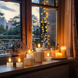 Yme Solar Tea Lights Outdoor Waterproof, 6 Pack Small Rechargeable Flameless LED Flickering Solar Candles with Dusk to Dawn Sensor, Votive Lights for Lanterns Garden Patio Hanging Wedding Party Decor