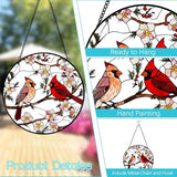 Cardinal Stained Glass Suncatcher Window Hanging - 8″ Handmade Red Bird Suncatchers for Windows Hanging - Sun Catchers Indoor Wall Decor Glass Panel with Hook -Cardinal Gift for Women Mom Bird Lovers