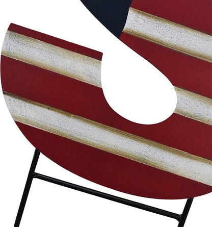 Linfevisi USA Yard Signs 16 Inch Metal American Star Patriotic Barn Stars Letter Garden Stakes US Flag Outdoor 4th of July Decorations Memorial Day Yard Art Lawn Ornaments Patio for Outside