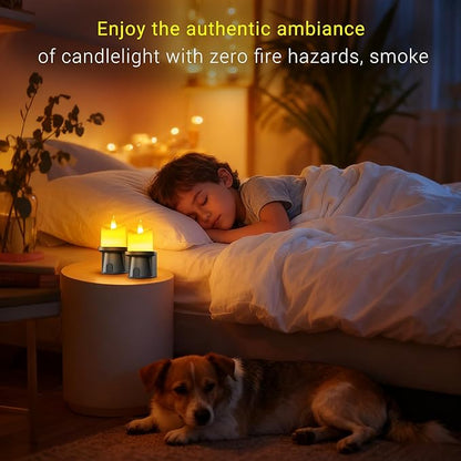 Flameless Candles Night Light with Flickering Flame, Battery Operated LED Night Light, Magnetic Attachment for Easy Placement, Realistic Candlelight for Home, Bathroom, Window Decor (Black, 1 Pack)