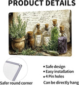Cafemira Metal Signs,Vintage Collage of Herbs & Apothecary Jars,Charm tin sign Art Wall Decor,For Living Room,office,studio,cafe,Garden,Yard,Patio,unique artistic plaque poster,8x12 Inch