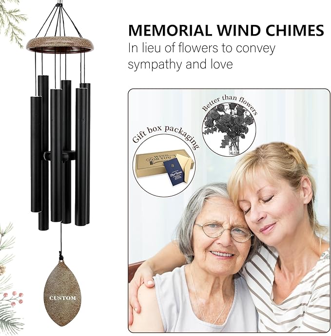 ASTARIN Personalized Name 35" Memorial Wind Chimes, Metal Sympathy Gifts for Loss of Mother Father Loved One, Bereavement Wind Chime in Memory Gift, Decor Outdoor Garden Patio, Produced in USA