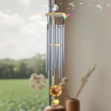 Personalized Memorial Sunflower Wind Chimes for Outside, Custom Crystal Memory Suncatcher Ornament, Sympathy Gift for Loss of Mother Father, in Loving Memory Windchimes, Mother's Day Garden Décor