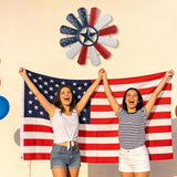 JJALIGHTS 23" Windmill Wall Decor, Patriotic American Flag Metal Wall Art with Texas Star, 4th of July Indoor Outdoor Decorations for Farmhouse Porch Garden Patio Fence Home