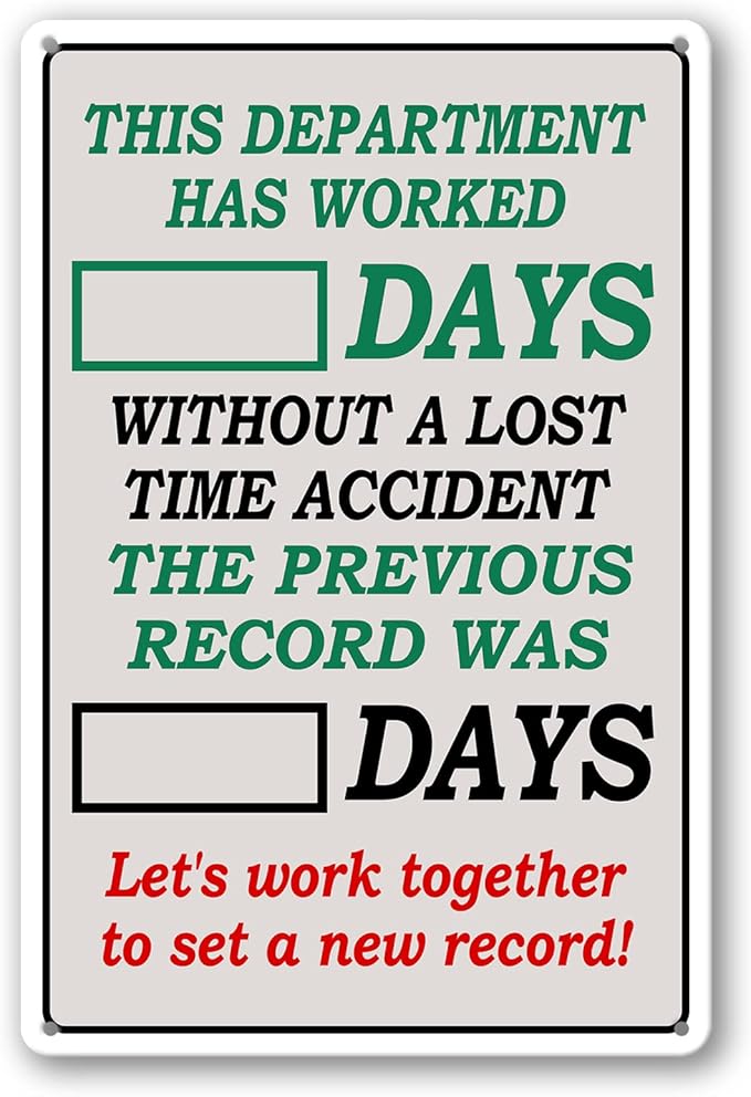 Funny Yard Metal Signs Outdoor Warning Tin Sign Days Since Last Incident Days Without Accident Sign Day Counter Signs 8"x12"