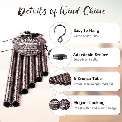 Anniversary Wind Chimes Gifts for him her,Romantic Anniversaries for Wife, Husband, Happy Anniversary Decorations