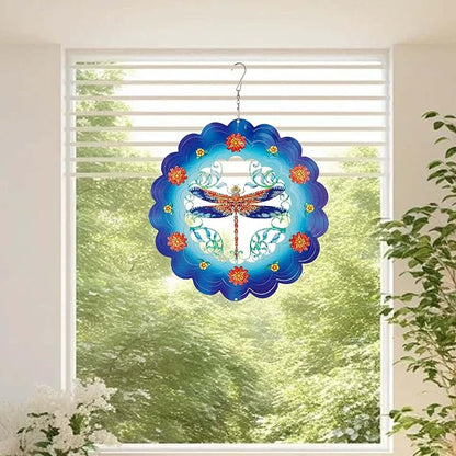 Dragonfly 3D Stainless Steel Wind Spinner - Outdoor Wind Catchers, Kinetic Hanging Ornament, 12Inch Wind Spinners for Gardens and Courtyards