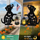 ZFNN Solar Garden Statues Dog Decor - Outdoor Metal Lantern Silhouette Stake, Waterproof Solar Lights for Yard Patio Lawn Pathway Art Decoration, Unique Gardening Gifts for Women Mom Dog Lovers