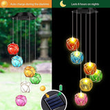 Wonderjune Solar Wind Chimes Nautical Ball Beach Theme Lights Outdoor Mobile Wind Chime LED Light for Garden Patio Yard Porch Decoration Gifts(Multicolor)