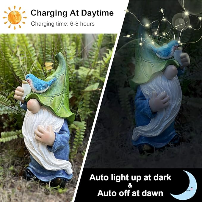 LEGIFO Garden Gnomes with Firework Solar Light Garden Decor for Outside, Outdoor Statues,Knomes Decor Outdoor for Yard Patio Lawn,Gnomes Gifts Decorations, Naughty Funny Gnomes (Firework Gnome)