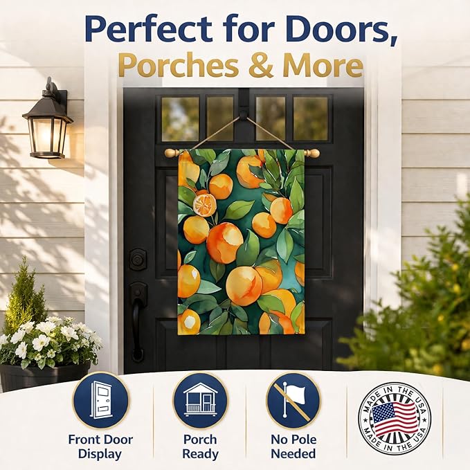 Caroline's Treasures Florida Orange Blossom in Watercolor House Flag Large Porch Sleeve Pole Decorative Outside Yard Banner Artwork Wall Hanging, Polyester, House Size, Multicolor