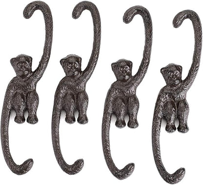 OwnMy Set of 4 Heavy Duty Cast Iron S Monkey Hooks - 8 Inch Decorative Metal Hanging Hooks S Shaped Hanging Brackets for Garden, Indoor Outdoor Home Decor