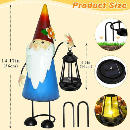 Solar Santa Claus Statue Garden Stake Lights forYard,Porch,Patio,Lawn,Solar Christmas Gnome Gifts for Women,Mothers Day,Christmas Housewarming