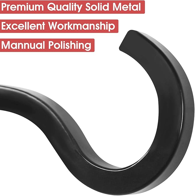 2 Pack 6 Inch Premium Decorative Metal Iron Wall Hook, Rustic Plant Hanger, Indoor Outdoor Gardening Bracket Hook, for Planters, Bird Feeders, Lanterns, Wind Chimes, by RIGHT+LEFT (Black)
