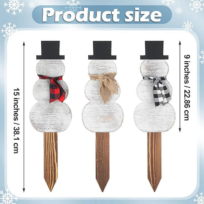 Amyhill 6 Pcs Wood Snowman Yard Stakes for Christmas Holiday Outdoor Farmhouse Snowman Decorations Xmas Garden Wooden Yard sign Decor with Stakes for Christmas Winter Lawn Patio Pathway Party Supplies
