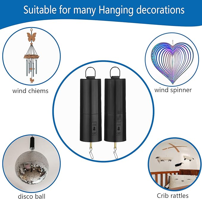 2 Pack Wind Spinner Motor Hanging Display Motor Battery Operated 24 RPM Rotating Motor Multi-Purposes for Wind Spinner Mobile Yard Decor Hanging Ornament Outdoor Sculptures-Medium Speed (2 Pcs Black)