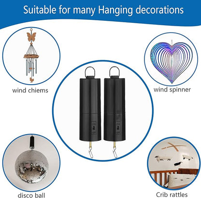2 Pack Wind Spinner Motor Hanging Display Motor Battery Operated 24 RPM Rotating Motor Multi-Purposes for Wind Spinner Mobile Yard Decor Hanging Ornament Outdoor Sculptures-Medium Speed (2 Pcs Black)