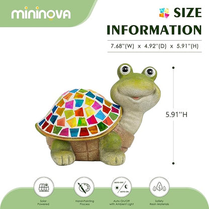MININOVA Solar Mosaic Turtle Statues Outdoor Garden Decorations Kids Solar Light for Outside Home Decor Gifts for Kids Women Retirement Housewarming Christmas