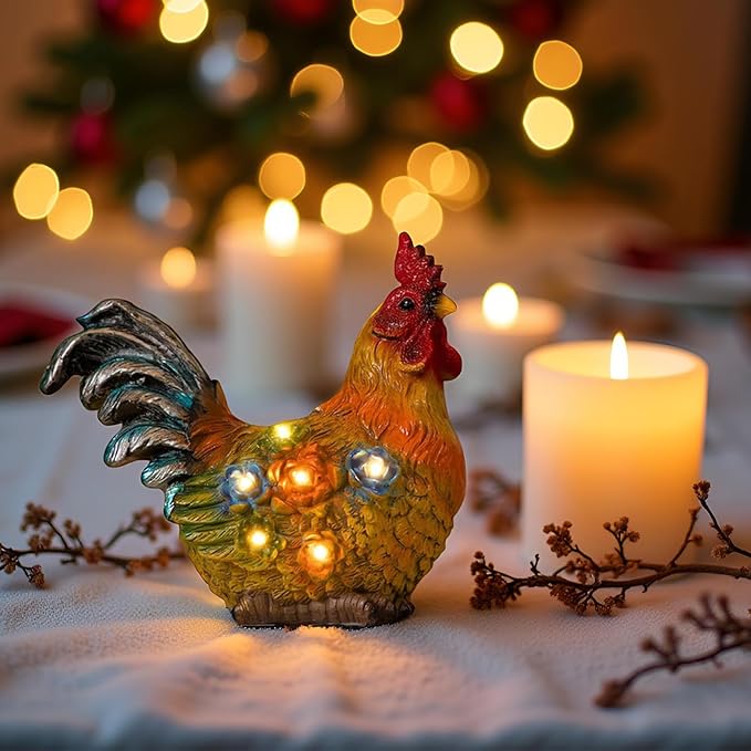 TAKE ME Womens Birthday Gifts Gardening Gifts Chicken Decor for Mom Garden Decor Solar Light Rooster Decor for Women Mom Grandma Birthday Gifts for Chicken Lovers