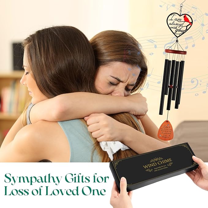 Kathfly Cardinal Wind Chimes for Loss of Loved One, 28" Memorial Wind Chimes for Outside, Sympathy Bereavement Condolence Funeral Windchime Bereavement Condolence Funeral Gifts for Loss of Loved One
