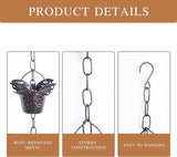 TZSSP Rain Chain, Iron Rain Chains-12 Cups,8FT Gutter Rain Chain,Adjustable Rain Catcher Chain for Outdoor Garden Decor,Replacement Downspout for Gutters,Butterfly