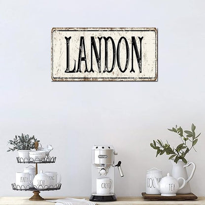 Madcolitote Vintage Country Landon Wood Sign Landon Street Custom Signs Outdoor Metal Rustic Wooden Wall Art Farmhouse Wall Decor Kitchen Home Decor Signs Wall Hanging Sign 6x12in