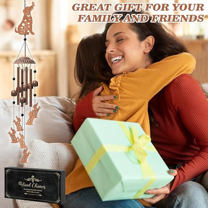 Dog Wind Chimes for Outside, Hanging Metal Windchimes Outdoors for Garden, Patio, Yard, Dog Lover Gifts for Women, Men, Garden Decor, Birthday, Festival, Sympathy Memorial Gift with Box