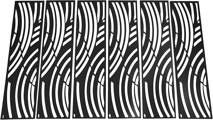 Metal Privacy Screen, 72" H x 44" W Freestanding Privacy Screens, Patio Decorative Metal Fence Panels with Stand, Portable Divider Screens, for Backyard/Patio/Deck (Black-Wave, 72''H×44''W)