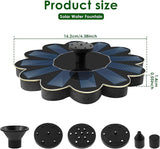 Solar Fountain for Bird Bath, Solar Water Fountain Pump for Bird Bath, Solar Bird Bath Fountains with 6 Nozzles for Gardens, Ponds, Pools, Indoors Outdoors