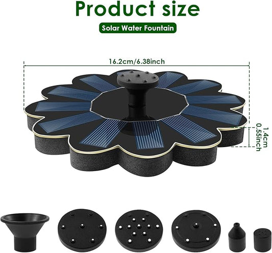 Solar Fountain for Bird Bath, Solar Water Fountain Pump for Bird Bath, Solar Bird Bath Fountains with 6 Nozzles for Gardens, Ponds, Pools, Indoors Outdoors