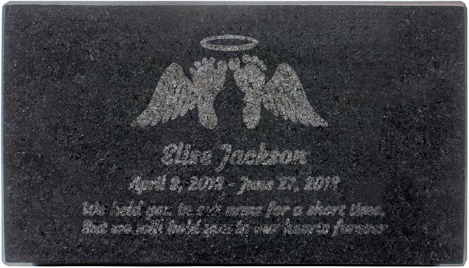 Black Granite Memorial Headstone Or Garden Memorial for Lost Infant or Child - Include You Personalized Text. Can be Used as a Sympathy Gift, Garden Stone or Grave Maker (7 x 4 x 2)
