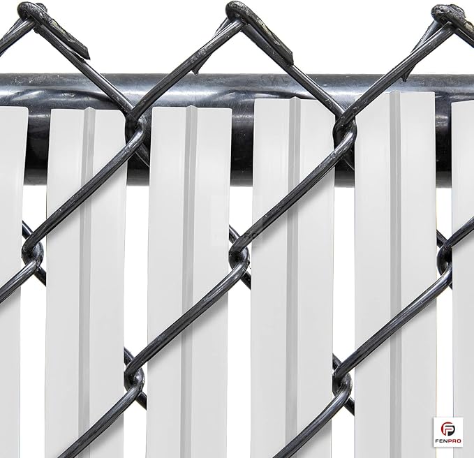 Chain-Link Fence Blade Slats with Bottom Lock (6-ft, White)