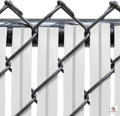 Chain Link Fence Privacy Blade Slates with Bottom Lock 4x10 Ft White for Gardening, Privacy, Outdoor Wall, Balcony, Patio, Yard, Safety Fence Screen Cover for Dog, Cat, Pet Hedge Slats