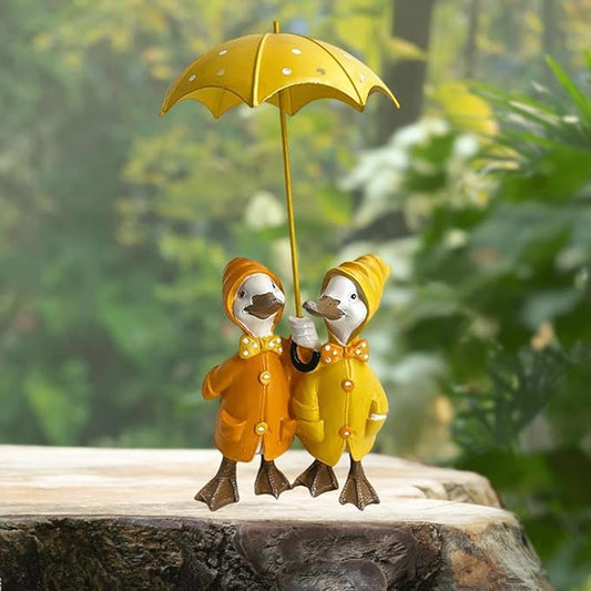 Garden Statues Duck Holding Umbrella Statue Resin Figurine Creative Craft Ornament Animal Sculpture Garden Decor Umbrella Yard Statue Yard Ornaments Decor