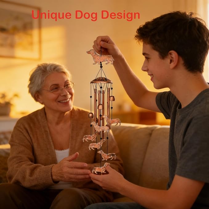 Dachshund Dog Wind Chimes for Outside, Metal Windchimes, Dachshund Dog Gifts for Women/Men, Wind Chime Garden Decor Outdoor,Memorial/Housewarming/Birthday/Festival Gifts,Yard Decoration
