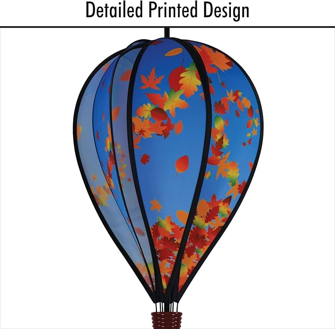 In the Breeze 0986 Fall Leaves Spinner Hot Air 6 Panel Spinning Balloon-Outdoor Autumn Decoration,10.5" W x 16" w/ 30" Tail,986