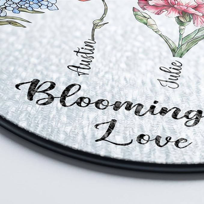 Personalized Grandma’s Garden Stained Glass Window Hanging Ornament, Custom Birth Month Flowers with Kids’ Names, Grandma Love Grows Here Floral Art, for Mom Grandma