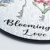 Personalized Grandma’s Garden Stained Glass Window Hanging Ornament, Custom Birth Month Flowers with Kids’ Names, Grandma Love Grows Here Floral Art, for Mom Grandma