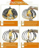 Gnomes Black Wind Spinners Outdoor Inoor, Decorative Hanging Pumpkin Ornaments for Yard Patio Garden, Yellow Sunflower Floral Bee Summer Spring Stainless Steel Metal Wind Sculpture Suspension Trim, 8"