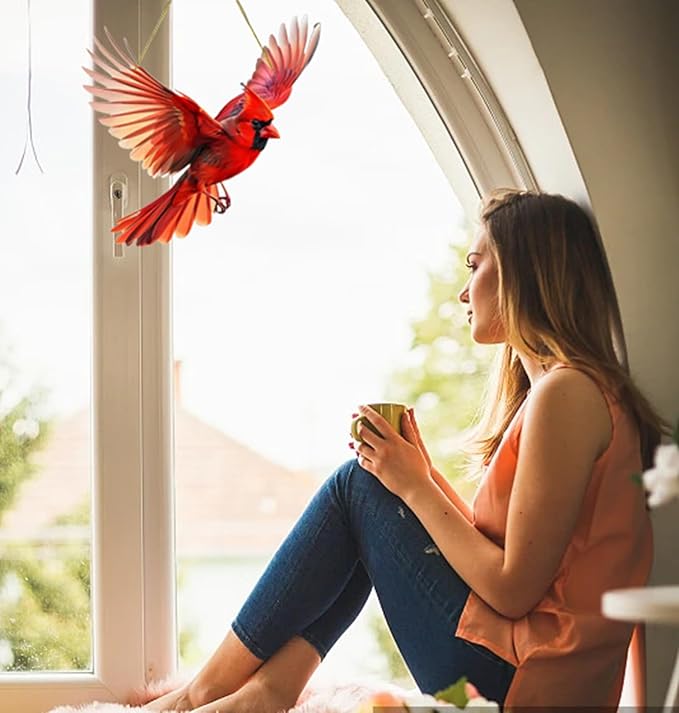 Cardinal Suncatcher Red Bird Decro Window Hanging - Acrylic Cardinal Ornaments Christmas Decorations, Cardinals Gifts for Women, Bird Lovers Indoor Outdoor Home Garden Christmas Tree Decorations