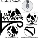 Bird Plant Hanger Iron Plant Brackets 10.6 x 11.3 Inch Black Tree Leaf Animal Silhouette Indoor Outdoor Decorative Basket Wall Mounted Hanging Bracket for Porch Garden Wind Chime Lantern