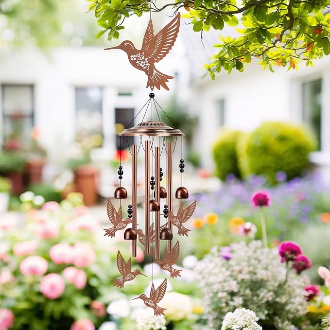 Hummingbird Wind Chimes for Outside - Hummingbird Gifts for Women Men, Memorial Wind Chimes for Outdoor, Garden Patio Yard Decor, Birthday Mother's Day for Mom Grandma
