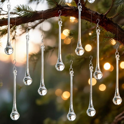 H&D 10pcs 5.9inch Large Suncatcher Crystal Raindrop Chandelier Prisms Hanging Drops Pendants Sun Catchers DIY Parts (Clear)
