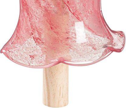 Evergreen Colorful Art Glass Bell Wind Chime | Pink| Solid Wood Striker | Natural Deep Tone | 7 Inches Tall | Beautiful Gift for Patio, Garden, Outdoor Home décor