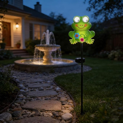 Rngmsi Garden Solar Lights Dynamic Eyes, Frog Solar Garden Lights Stake Outdoor Decorations, LED Lighting Frog Gifts for Patio Yard Pathway Lawn Ornaments