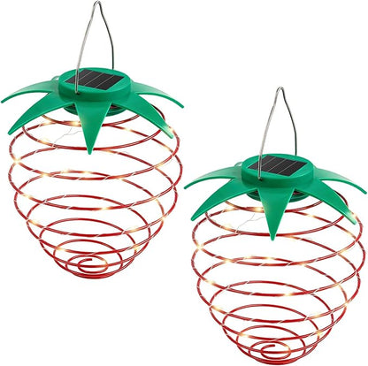 Solar Lights Outdoor, 2-Pack Decorative Strawberry Solar Garden Lights, Waterproof Outdoor Solar Lights for Patio Decor, Yard & Landscape, 20 LED Creative Hanging Fruit Lanterns for Garden Decor