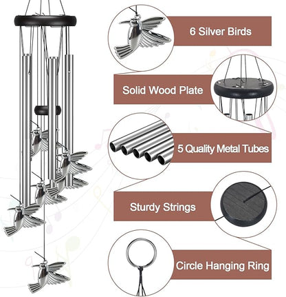 Virekm Windchimes Outdoors Clearance, Door Chime Wind Chimes for Outside Sympathy Wind Chimes for Patio Decoration, Garden Decor. Zen Garden Decor（Hummingbird）